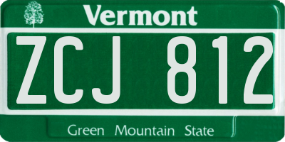 VT license plate ZCJ812