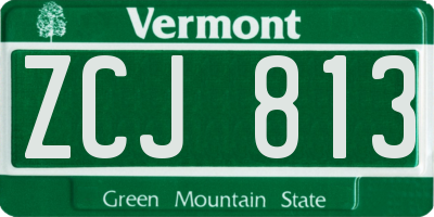 VT license plate ZCJ813