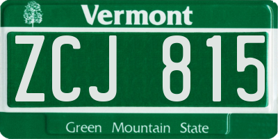 VT license plate ZCJ815
