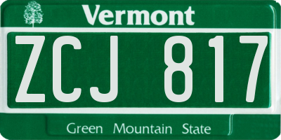 VT license plate ZCJ817