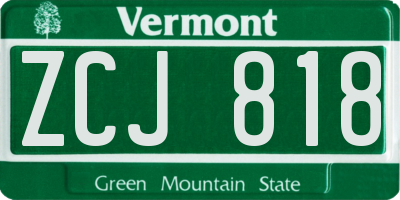 VT license plate ZCJ818