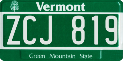 VT license plate ZCJ819