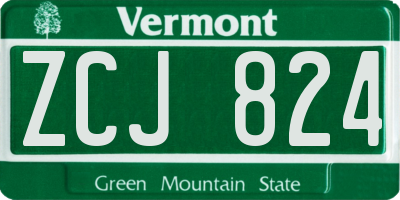 VT license plate ZCJ824