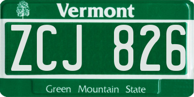 VT license plate ZCJ826
