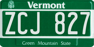 VT license plate ZCJ827