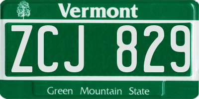 VT license plate ZCJ829