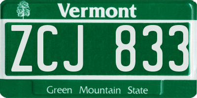 VT license plate ZCJ833