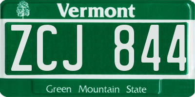 VT license plate ZCJ844