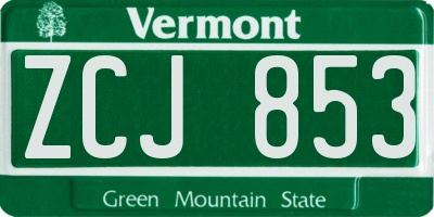 VT license plate ZCJ853