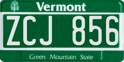 VT license plate ZCJ856