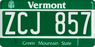 VT license plate ZCJ857