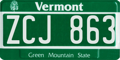VT license plate ZCJ863