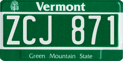 VT license plate ZCJ871