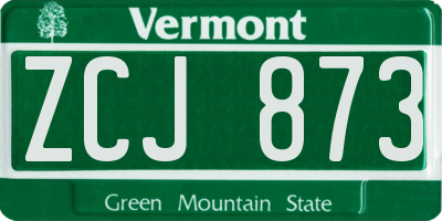 VT license plate ZCJ873