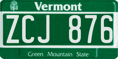 VT license plate ZCJ876
