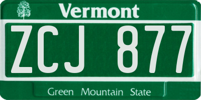 VT license plate ZCJ877