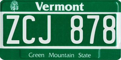 VT license plate ZCJ878