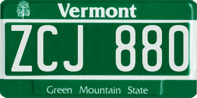VT license plate ZCJ880
