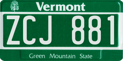 VT license plate ZCJ881