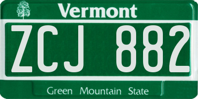 VT license plate ZCJ882