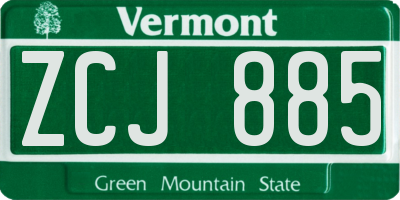 VT license plate ZCJ885