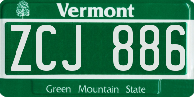 VT license plate ZCJ886
