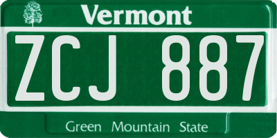 VT license plate ZCJ887