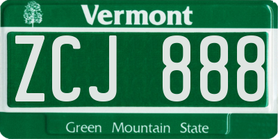 VT license plate ZCJ888
