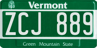 VT license plate ZCJ889