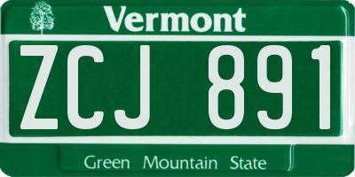 VT license plate ZCJ891