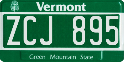 VT license plate ZCJ895