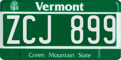 VT license plate ZCJ899