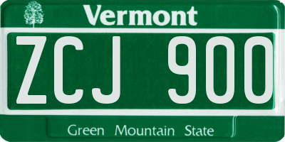 VT license plate ZCJ900