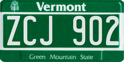 VT license plate ZCJ902