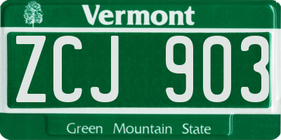 VT license plate ZCJ903