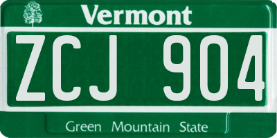 VT license plate ZCJ904