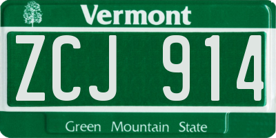 VT license plate ZCJ914