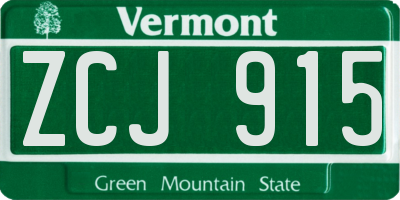 VT license plate ZCJ915