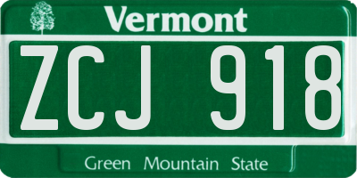 VT license plate ZCJ918
