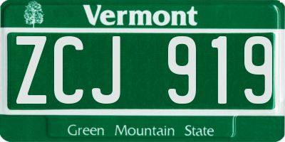 VT license plate ZCJ919
