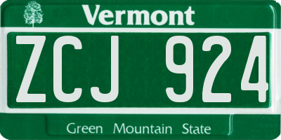 VT license plate ZCJ924