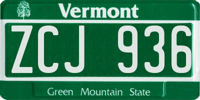 VT license plate ZCJ936