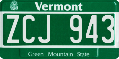 VT license plate ZCJ943