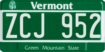 VT license plate ZCJ952