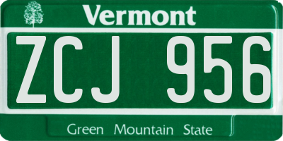 VT license plate ZCJ956