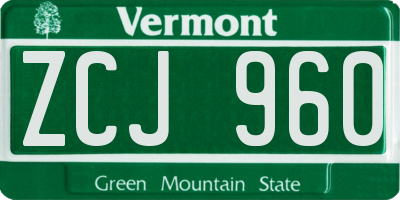 VT license plate ZCJ960