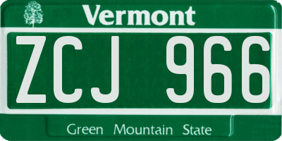 VT license plate ZCJ966