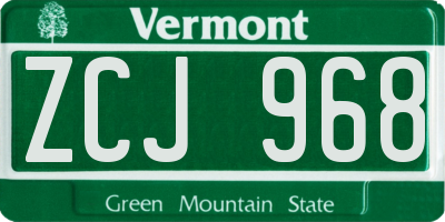 VT license plate ZCJ968