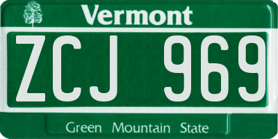 VT license plate ZCJ969
