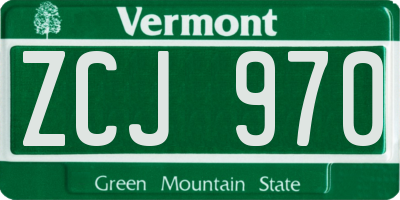 VT license plate ZCJ970